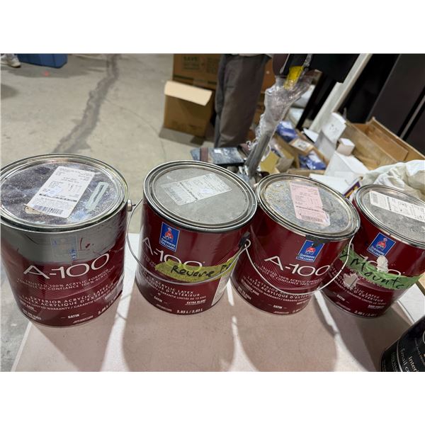 Assorted cans of paint