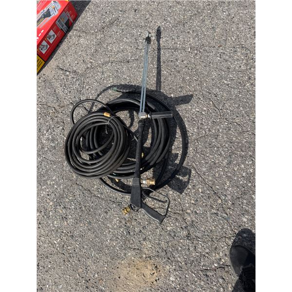 Pressure washer, hose, and wand