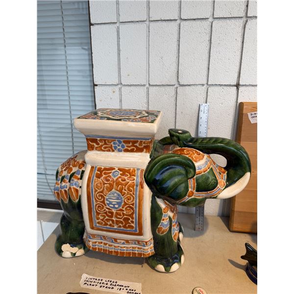 Vintage large CHINOISERIE elephant plant stand 18 inch has damaged Sea pictures