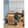 Image 1 : Vintage large CHINOISERIE elephant plant stand 18 inch has damaged Sea pictures