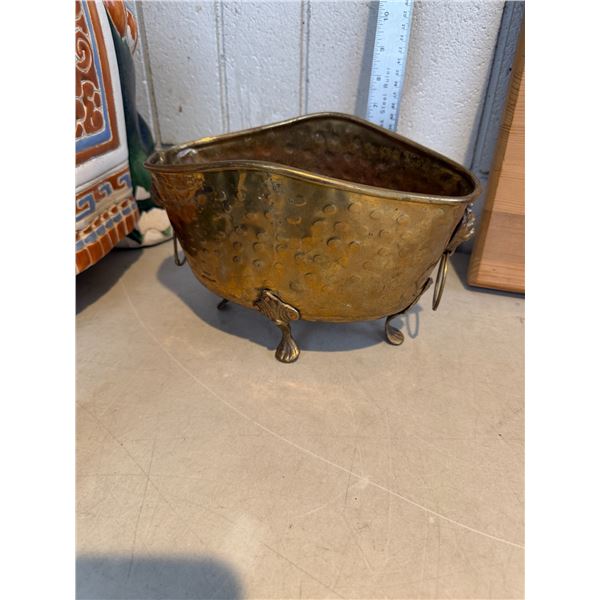 Vintage footed brass planter