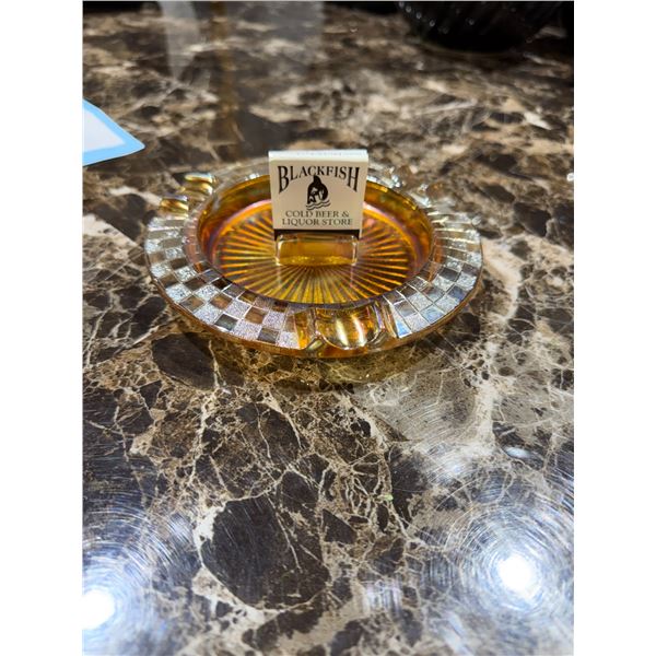 Vintage Hazel-Atlas Marigold Checkerboard Carnival Glass