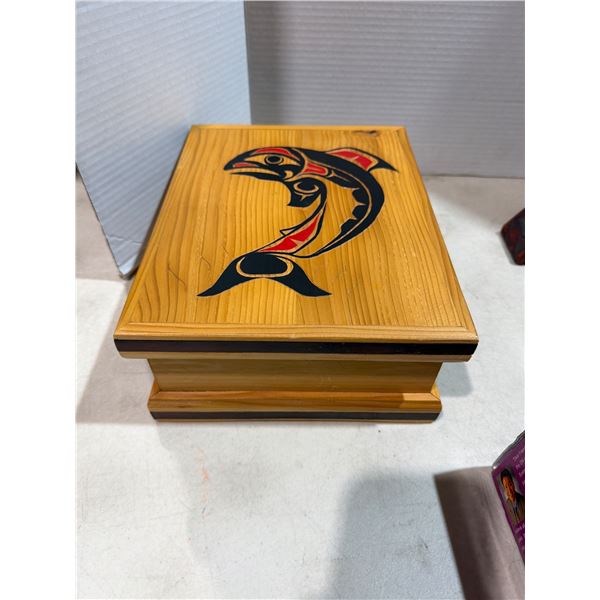 Northwest coast carved/inlaid/painted box
