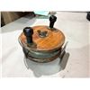 Image 1 : wooden PEETZ Fishing Reel, a classic handcrafted mahogany and brass trolling or mooching reel