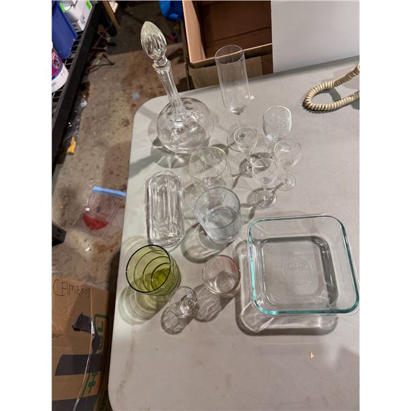 Decanter butter, dish, and other glass