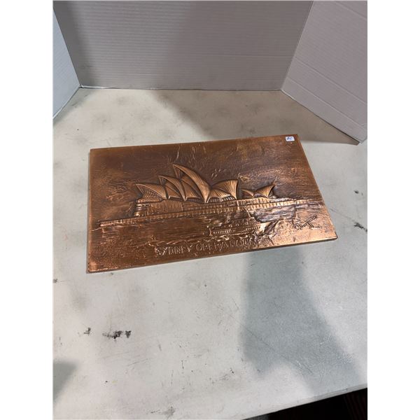 Signed copper decor