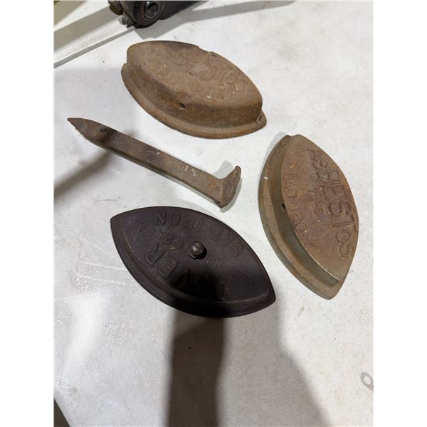 Antique irons and stake