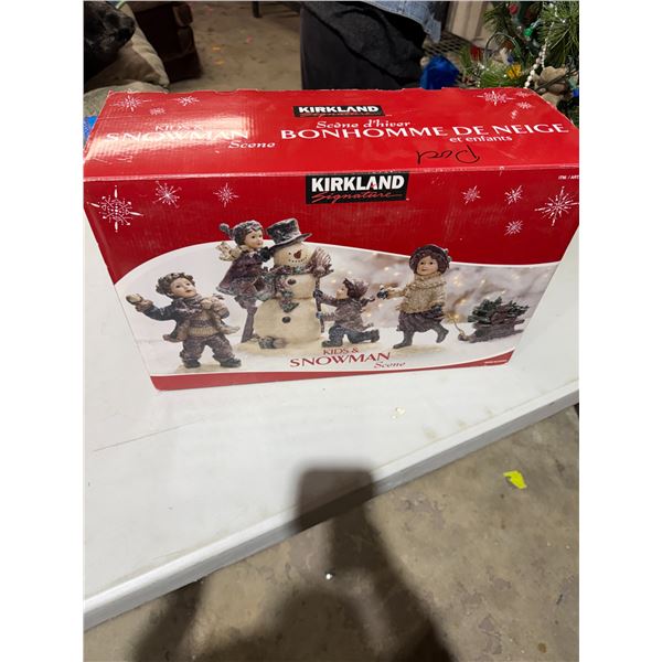 Kids and snowman scene