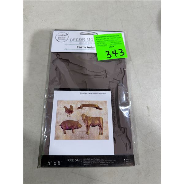 Redesign decor, mold, farm animals food safe 5" x 8"