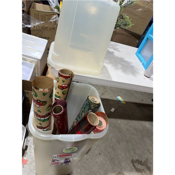 Christmas wrap and a container