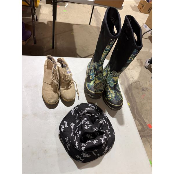 Boots, hat, and shoes