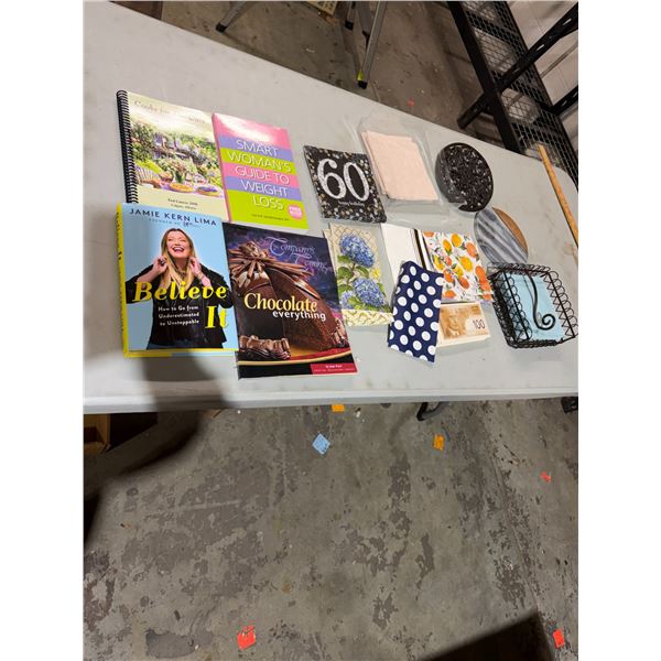 Books, napkins, trivets