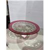 Image 1 : TIFFIN Kings, Crown, Ruby red thumbprint cake plate