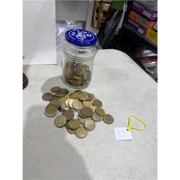 Jar of foreign coins