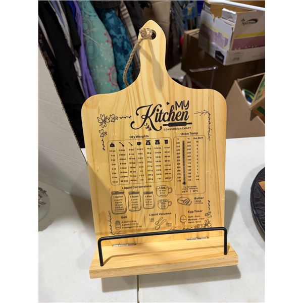 My kitchen counter countertop recipe book holder and conversion chart