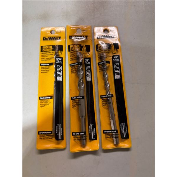 DeWalt carbide drill bits different sizes