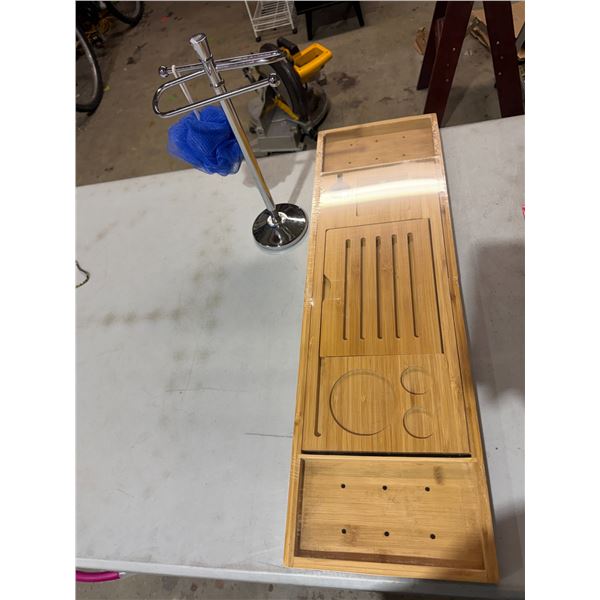 Bathtub tray and towel holder