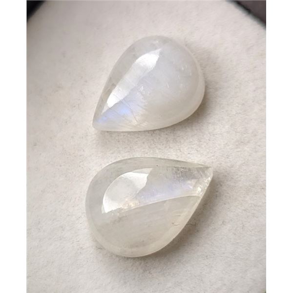 19.1 ct Certified Blue fire Moonstone gemstone pair ($3,342 Appraisal)