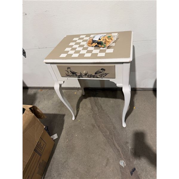 Side table with checker/chessboard 23 1/2" x 17" x 30" tall