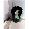 Image 2 : vintage 1980s retro color-changing accent lamp featuring a frosted mermaid figurine seated inside a 