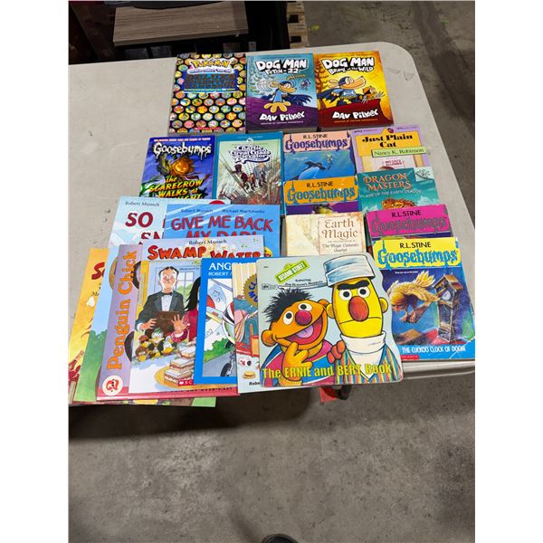 Children's books, Pokémon book and Dogman books, etc.