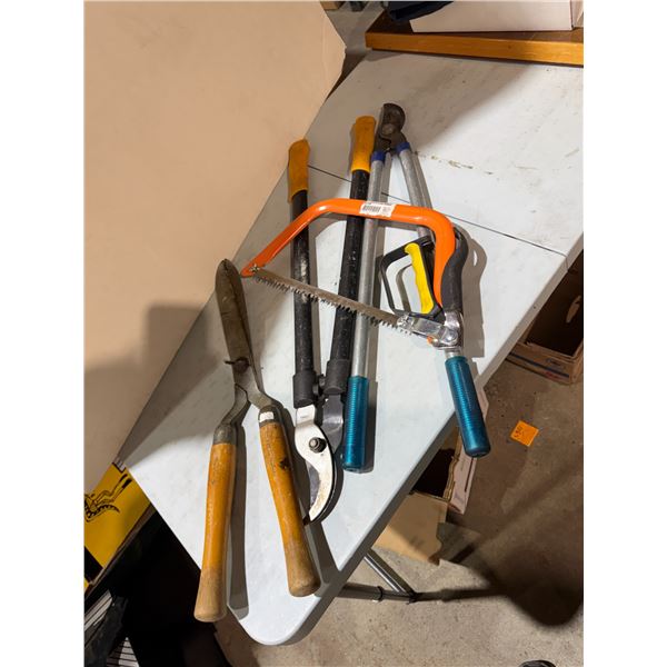Gardening tools and saw