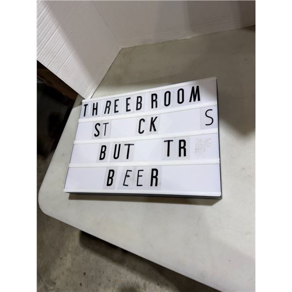 Light up signboard no power cord