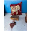 Image 1 : Carved wood box and elephant themed decor