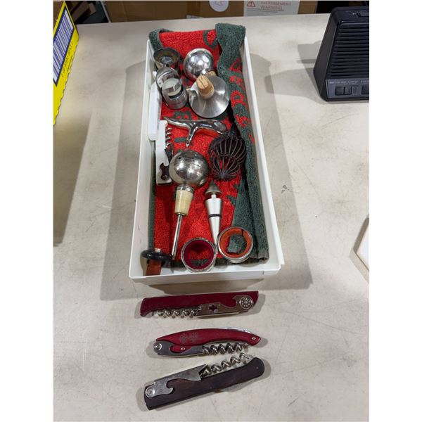 Cork screws and other beverage related items