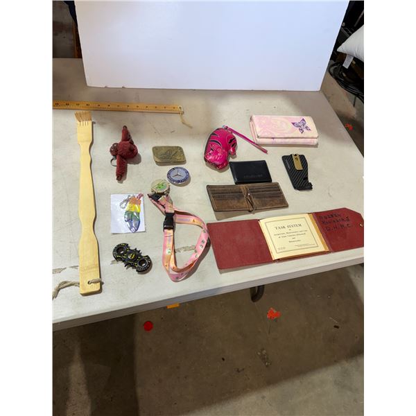 Wallet, belt, buckle, and other items