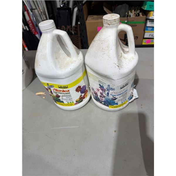 Fish fertilizer one is full one has about a quarter in it