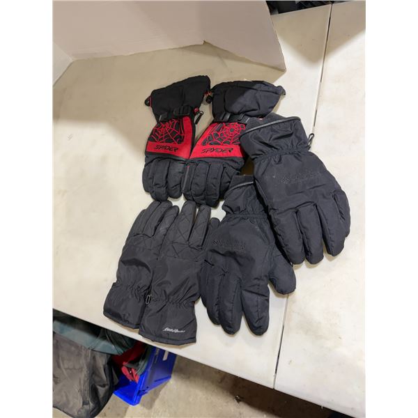 Spider gloves, Columbia   gloves and Eddie Bauer glove