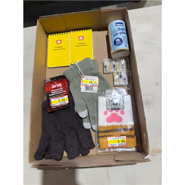 Mid's fingerless gloves, mini screwdrivers, notebooks, etc.