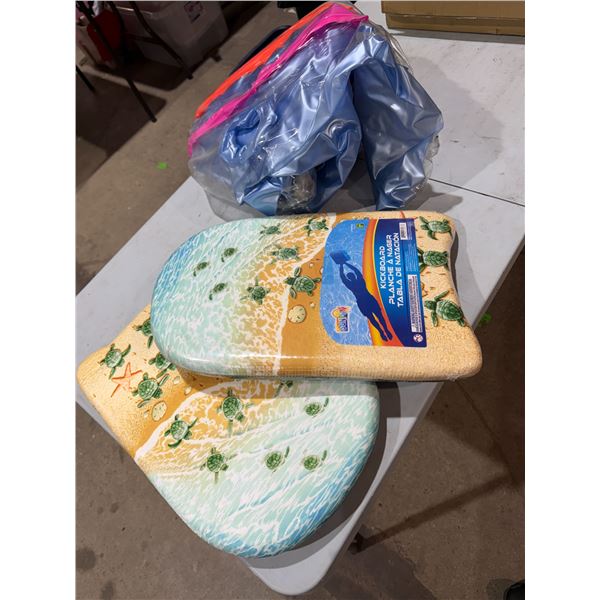 Kickboards and blowup mattress