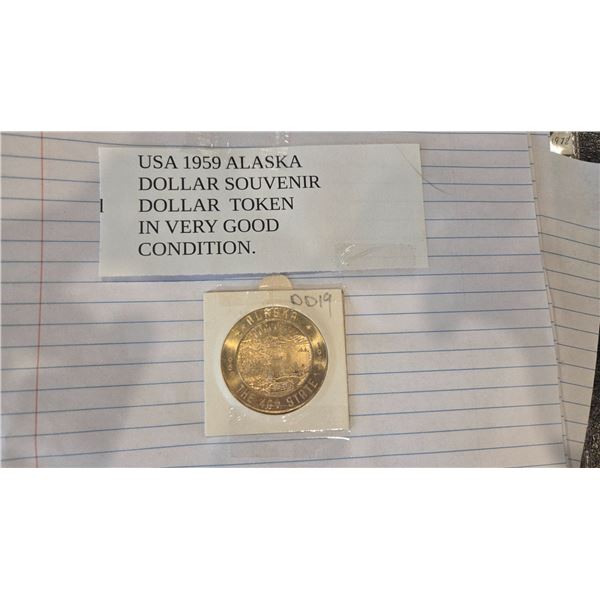 1959 USA Alaska soubenir Dollar token
