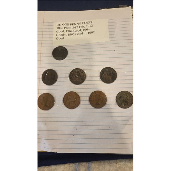UK one penny coins