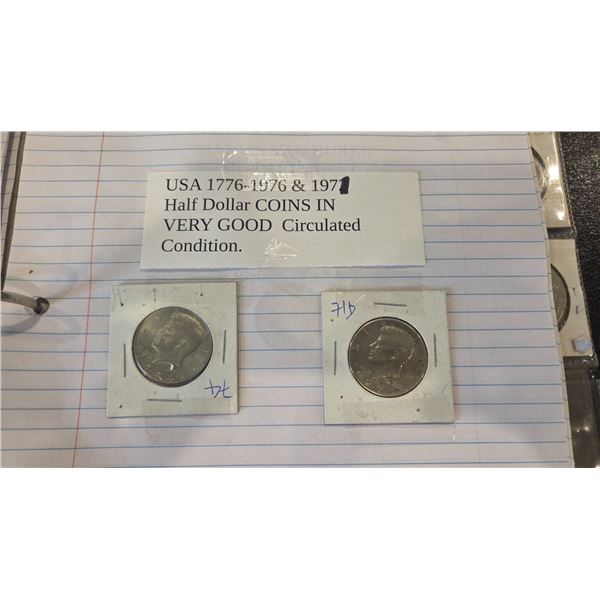 1971 & 1976 USA half dollar coins