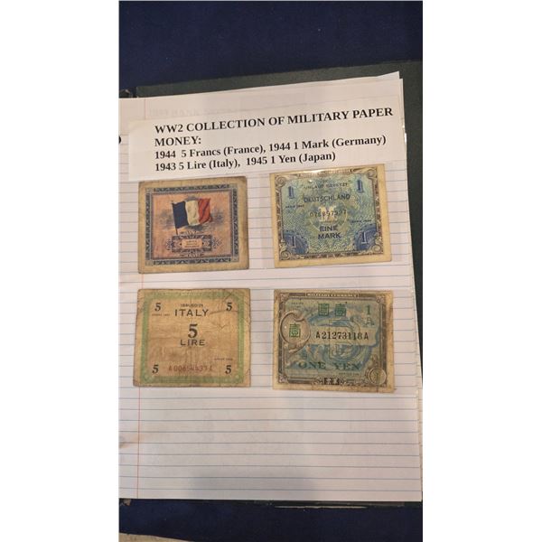 ww2 Collection of Military paper money