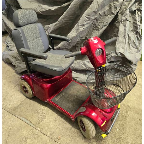 Red Four-Wheel Mobility Scooter with Basket, No Battery Included