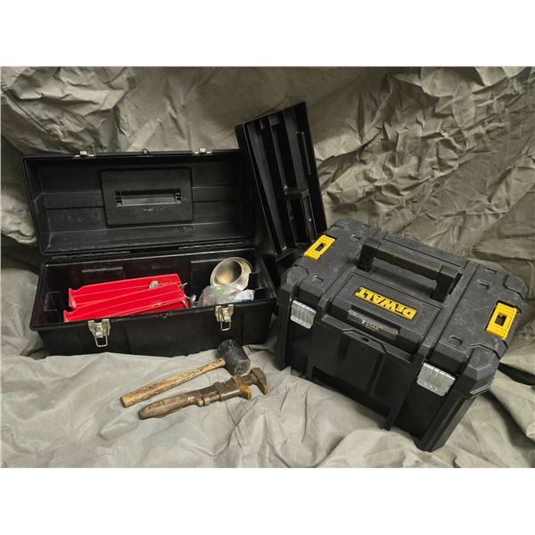 DeWalt TSTAK and Generic Tool Boxes With Assorted Hand Tools