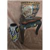 Image 1 : Hand Painted Asian Planter, Tri-Leg Table, and Ceramic Vase Lot