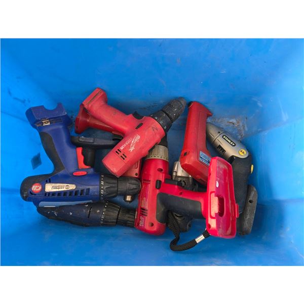 Cordless Power Drills Including Milwaukee, Stanley, Mastercraft