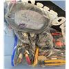 Image 2 : Hand Tools, Electrical Items and Washroom Sign in Storage Bin