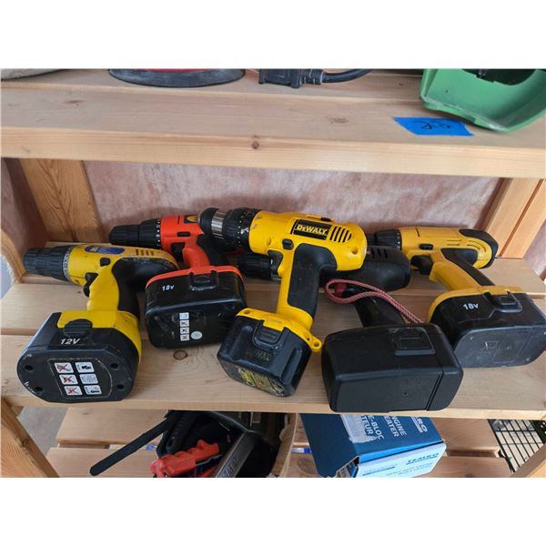 5 Cordless Power Drills Assorted Brands 12V and 18V