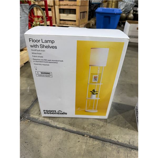 Floor lamp with shelves