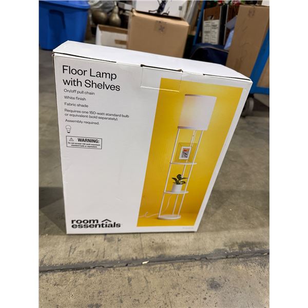 Floor lamp with shelves