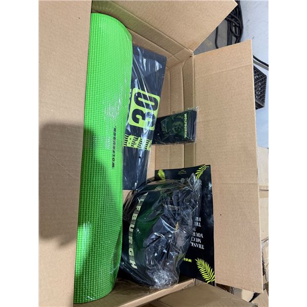 8 boxes WOLFBURGH Yoga, Matt, resistance, bands and other items