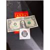 Image 1 : Usa one dollar Bill And Canadian 50 Cent piece