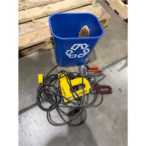 Staplers recycling bin and brush