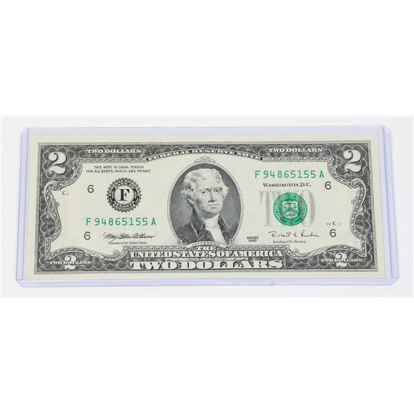UNCIRCULATED 1995 AMERICAN $2 BILL